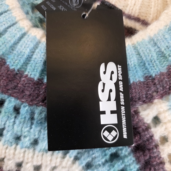 NWT Volcom Chevron Patterned Sweater Blue Brown Girls XXS Child's 4 - Picture 9 of 9